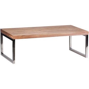 Măsuță de Cafea Elegantă din Lemn de Salcâm și Crom - Design Atractiv Rectangular