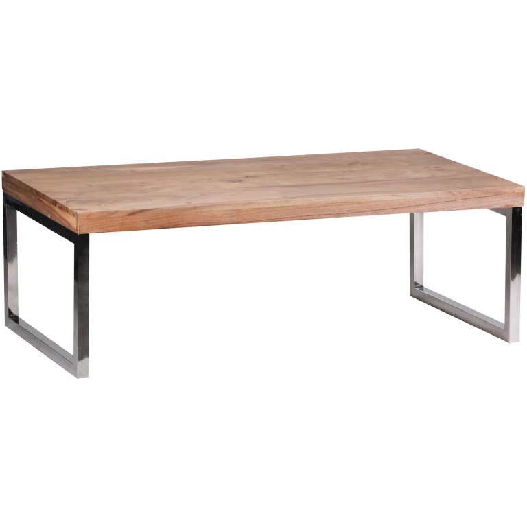 Măsuță de Cafea Elegantă din Lemn de Salcâm și Crom - Design Atractiv Rectangular