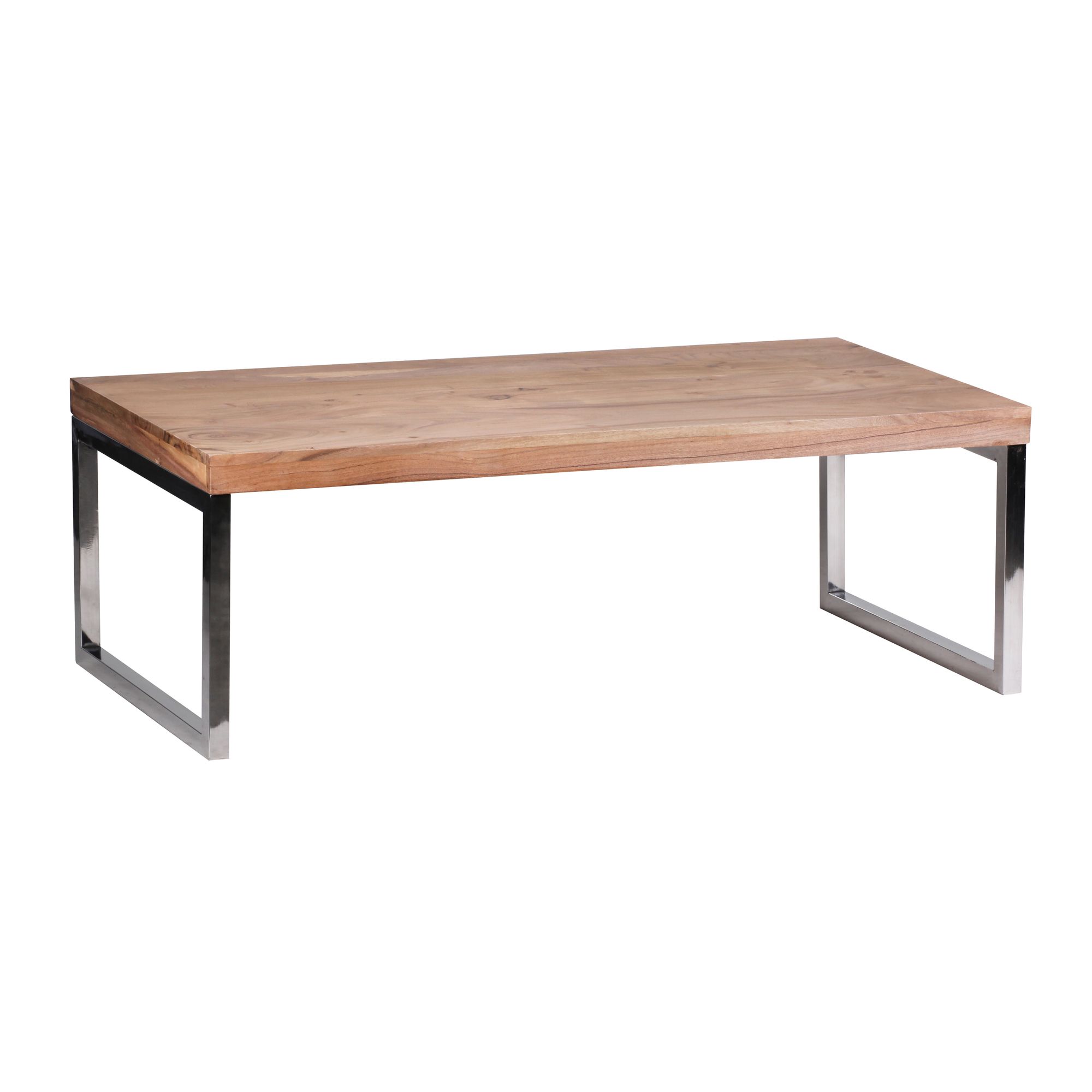 Măsuță de Cafea Elegantă din Lemn de Salcâm și Crom - Design Atractiv Rectangular Măsuță de Cafea Elegantă din Lemn de Salcâm și Crom - Design Atractiv Rectangular