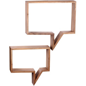 Set de 2 rafturi de perete cu design cu bule de vorbire - Ideal pentru decorarea spațiului deasupra televizorului sau în hol