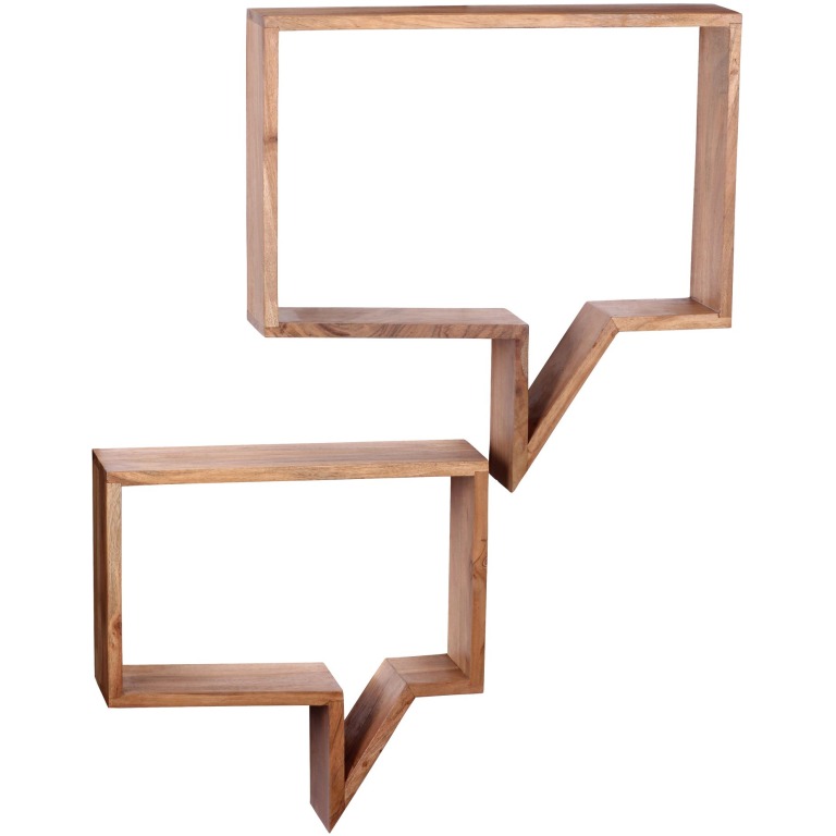 Set de 2 rafturi de perete cu design cu bule de vorbire - Ideal pentru decorarea spațiului deasupra televizorului sau în hol