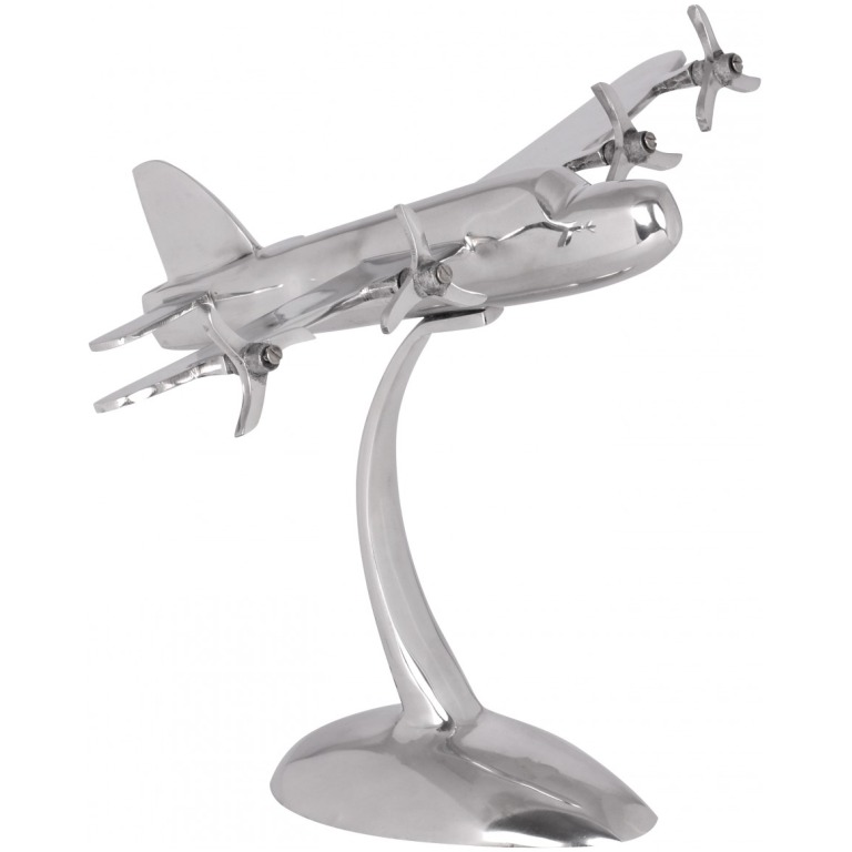 Figură decorativă avion proiectare 4 elice cu stand elegant 30x42x30 cm - Lucrat manual