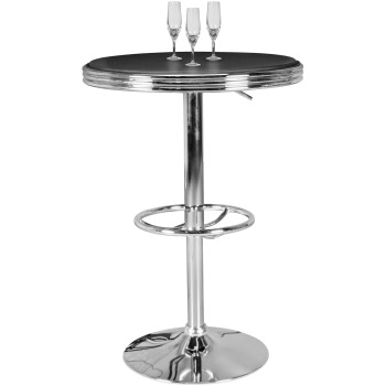 Masă de bar rotundă retro cu suport pentru picioare și jaluzele continue din aluminiu
