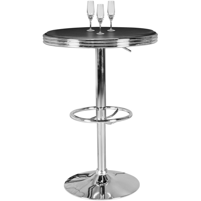 Masă de bar rotundă retro cu suport pentru picioare și jaluzele continue din aluminiu