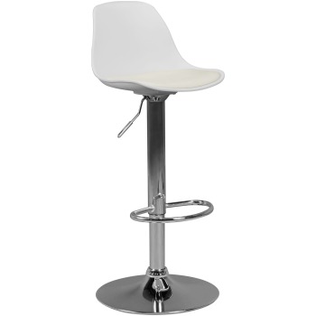 Scaun de Bar Eleganta Trompeta Alb Cromat - Rotativ 360°