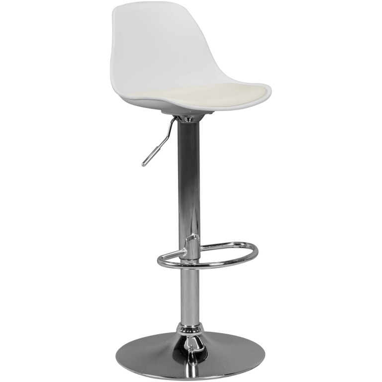 Scaun de Bar Eleganta Trompeta Alb Cromat - Rotativ 360°