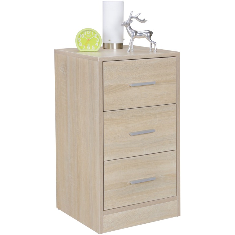 Noptieră Modernă cu Trei Sertare și Patru Picioruși - Mobilier Simplu și Elegant