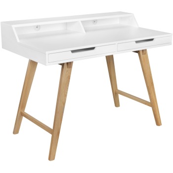 Birou modern cu influențe retro scandinave și spațiu generos de depozitare