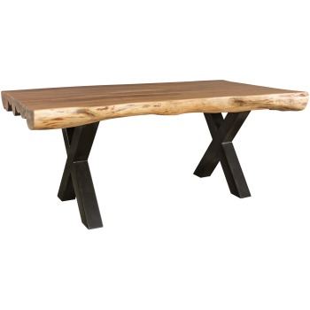 Masă de Luat Masa Rustică din Lemn Masiv Natural cu Picioare Metalice Solide - Dimensiuni 200x100 cm
