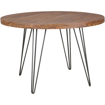 Masă rotundă elegantă cu picioare filigranate - Lemn natural - 120 cm diametru