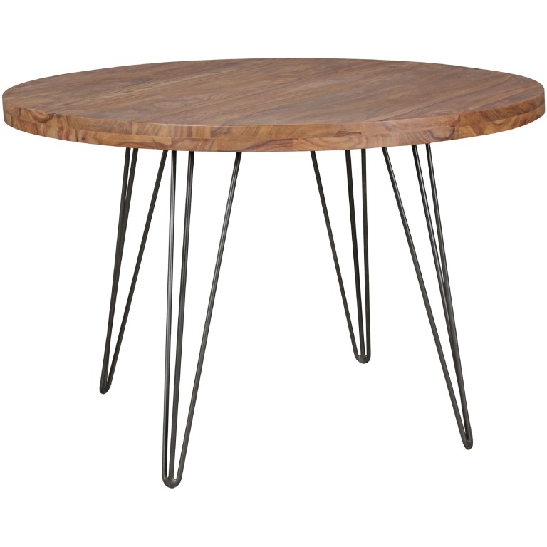 Masă rotundă elegantă cu picioare filigranate - Lemn natural - 120 cm diametru