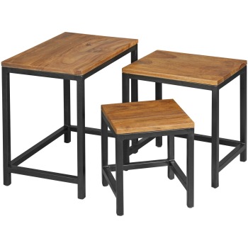 Set elegant de mese laterale în diverse dimensiuni - Lemn și metal