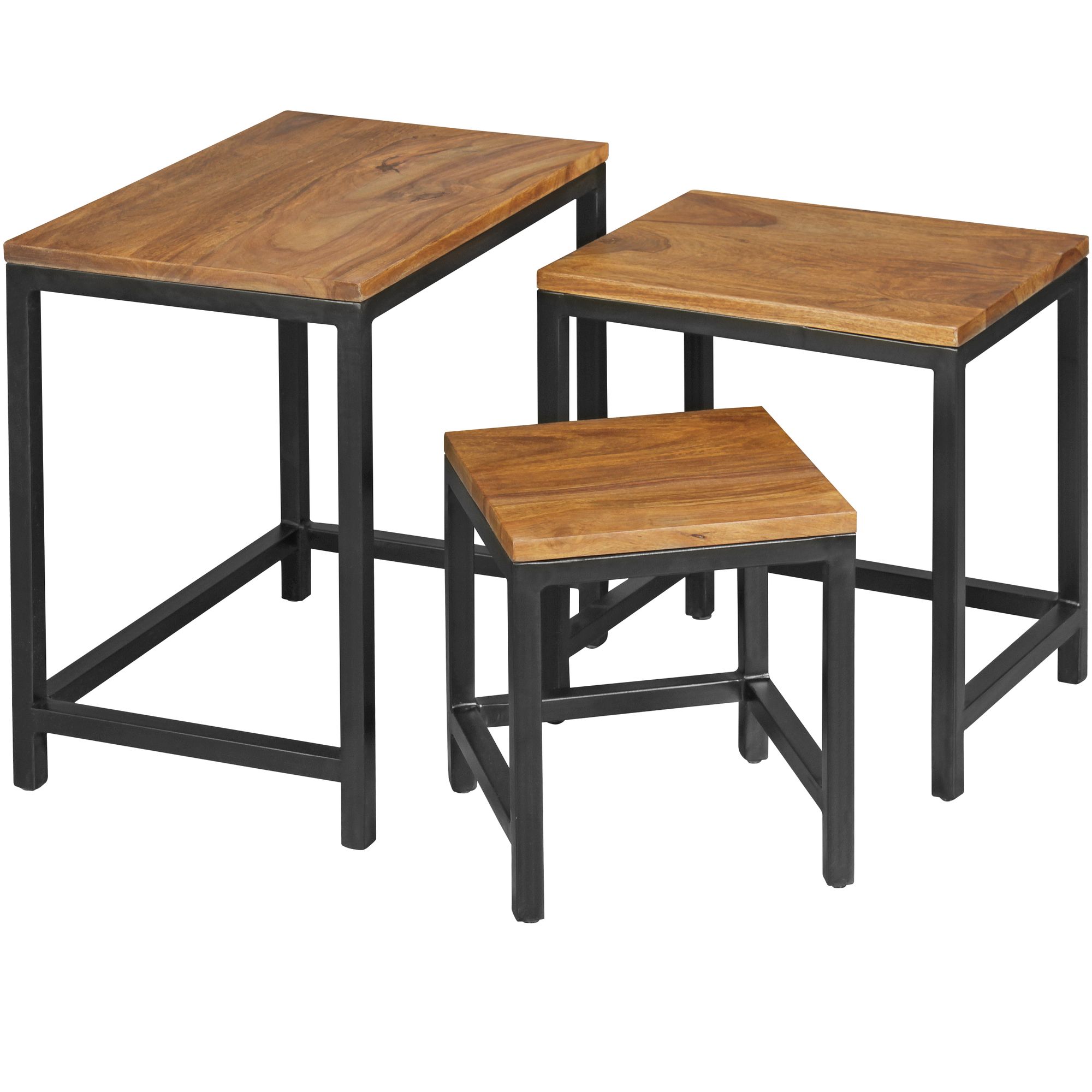 Set elegant de mese laterale în diverse dimensiuni - Lemn și metal Set elegant de mese laterale în diverse dimensiuni - Lemn și metal