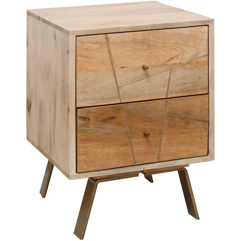 Noptieră Rustică cu Benzi Metalice Fine și Sertare - Design de Vis