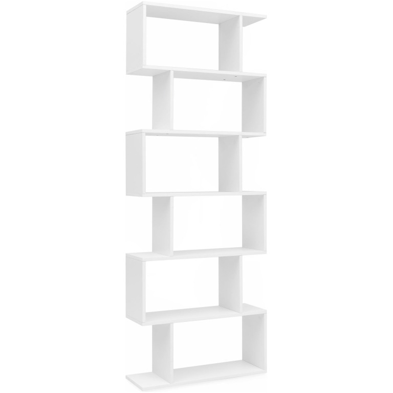 Raft Modern Zigzag Alb Mat cu 6 Rafturi - Dimensiuni L70 x H190