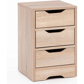 Consolă de Noapte Modernă cu Trei Sertare - Design Simplu și Eleganță Sonoma
