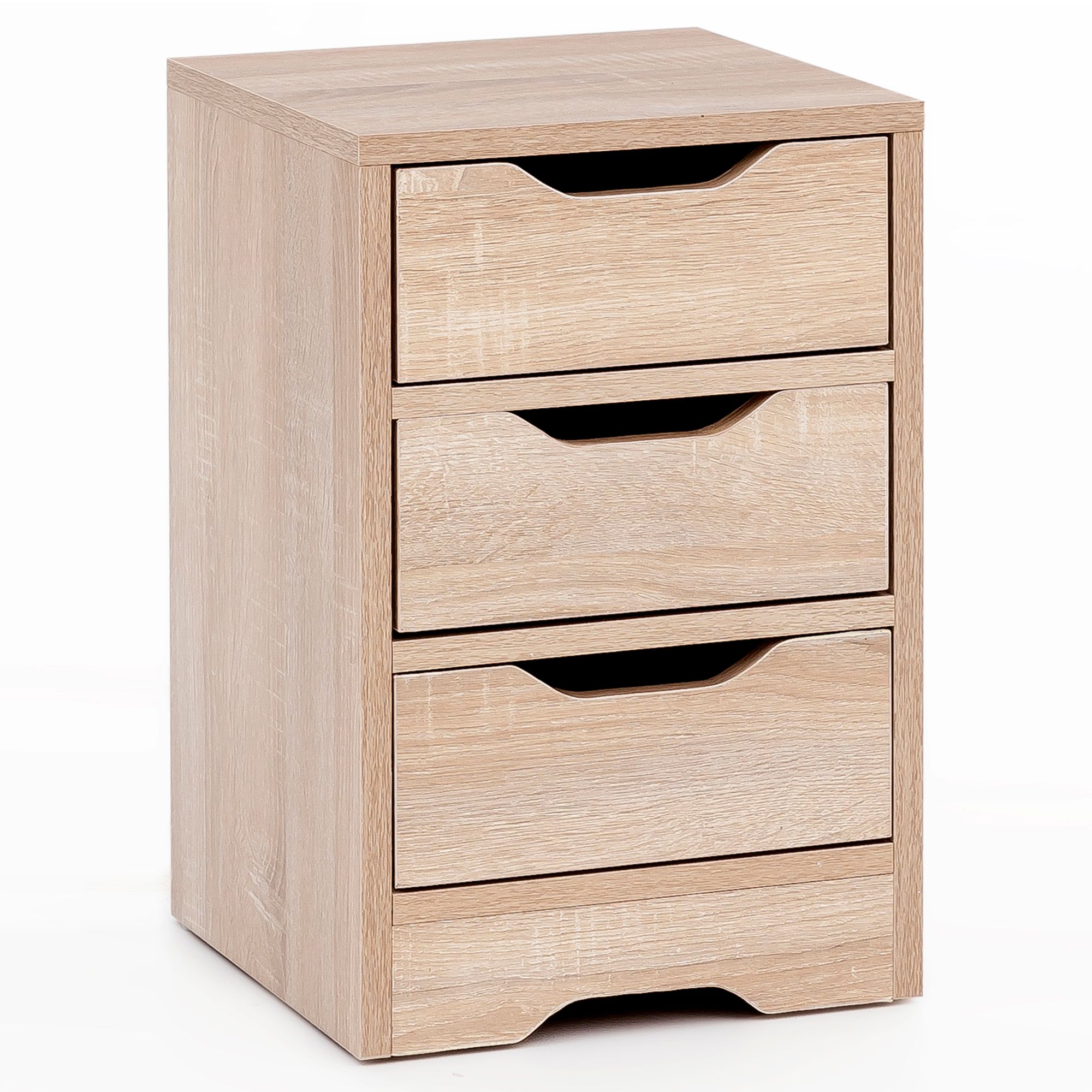 Consolă de Noapte Modernă cu Trei Sertare - Design Simplu și Eleganță Sonoma Consolă de Noapte Modernă cu Trei Sertare - Design Simplu și Eleganță Sonoma