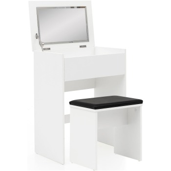 Masuță de Toaletă Elegantă cu Oglindă Mare și Compartiment Pliabil