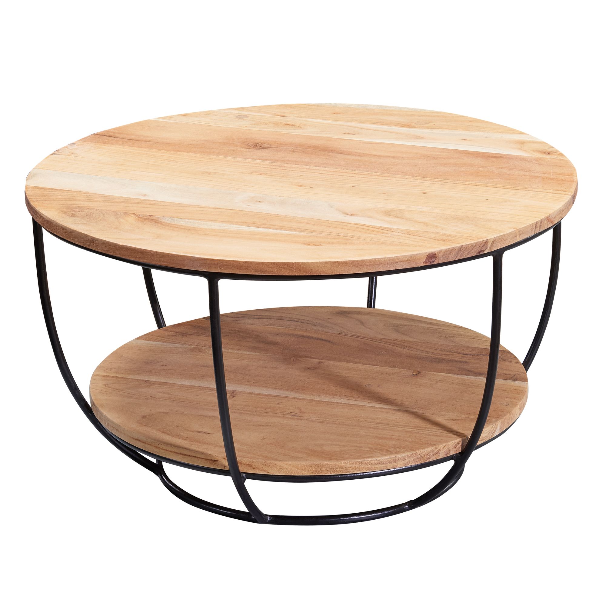 Măsuță de Cafea Industrială Rotundă cu Spații de Depozitare - 60 cm Măsuță de Cafea Industrială Rotundă cu Spații de Depozitare - 60 cm