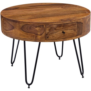 Măsuță de Cafea Modernă cu Blat Rotund și Sertare - Design Atrăgător