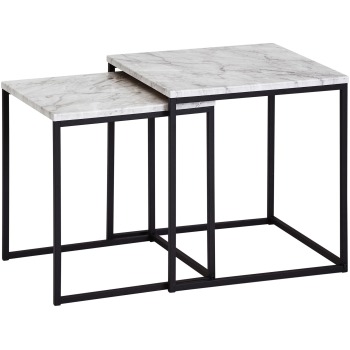 Set de Mese Laterale Marmură și Metal - Design Modern Simplu