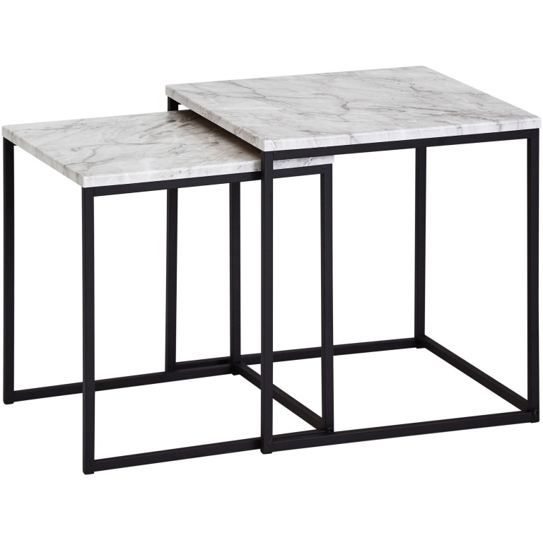 Set de Mese Laterale Marmură și Metal - Design Modern Simplu
