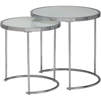 Masa de Cafea Cuibărită Modernă cu Blaturi de Sticlă și Cadru Cromat