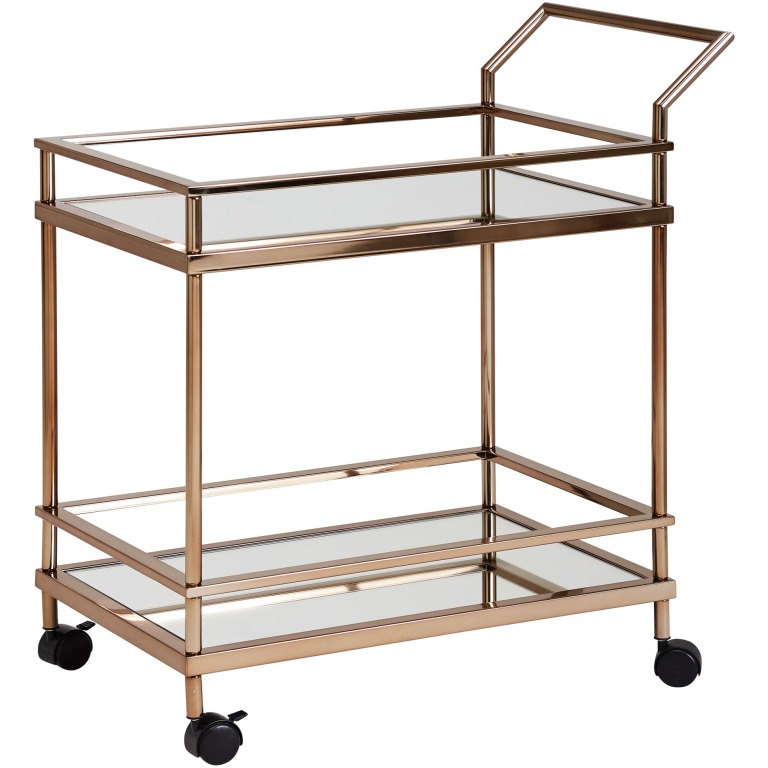 Cărucior Servire Modern Aur Retro - Mini Bar 2 Rafturi