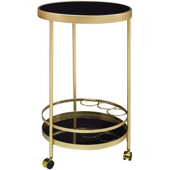 Cărucior Servire Modern Aur Retro cu Mini Bar Rotund