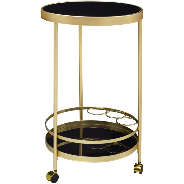 Cărucior Servire Modern Aur Retro cu Mini Bar Rotund