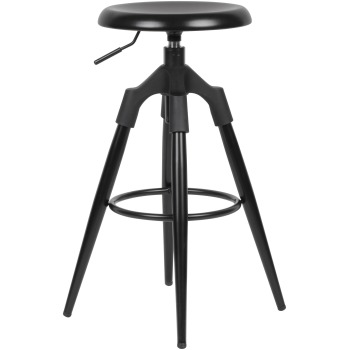 Scaun de Bar Industrial Negru de Înaltă Calitate cu Suport pentru Picior - Design Excepțional
