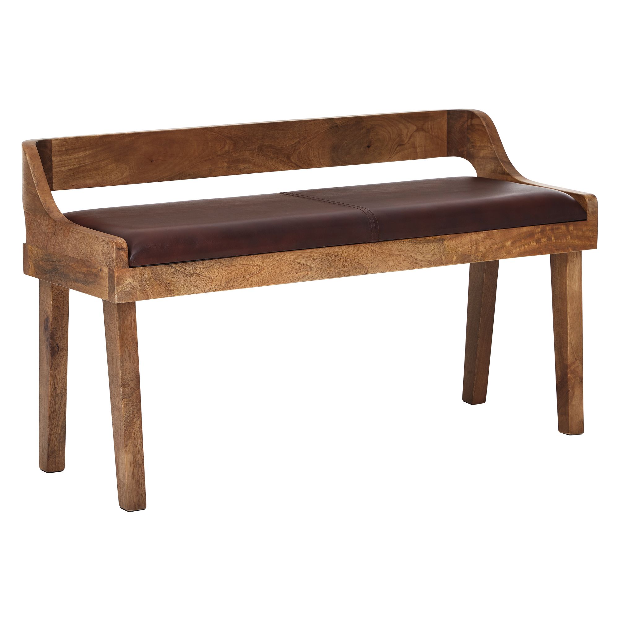 Banc modern cu spătar practic și mix de materiale elegante Banc modern cu spătar practic și mix de materiale elegante