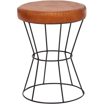 Scaun modern din piele și metal cu cusături groase