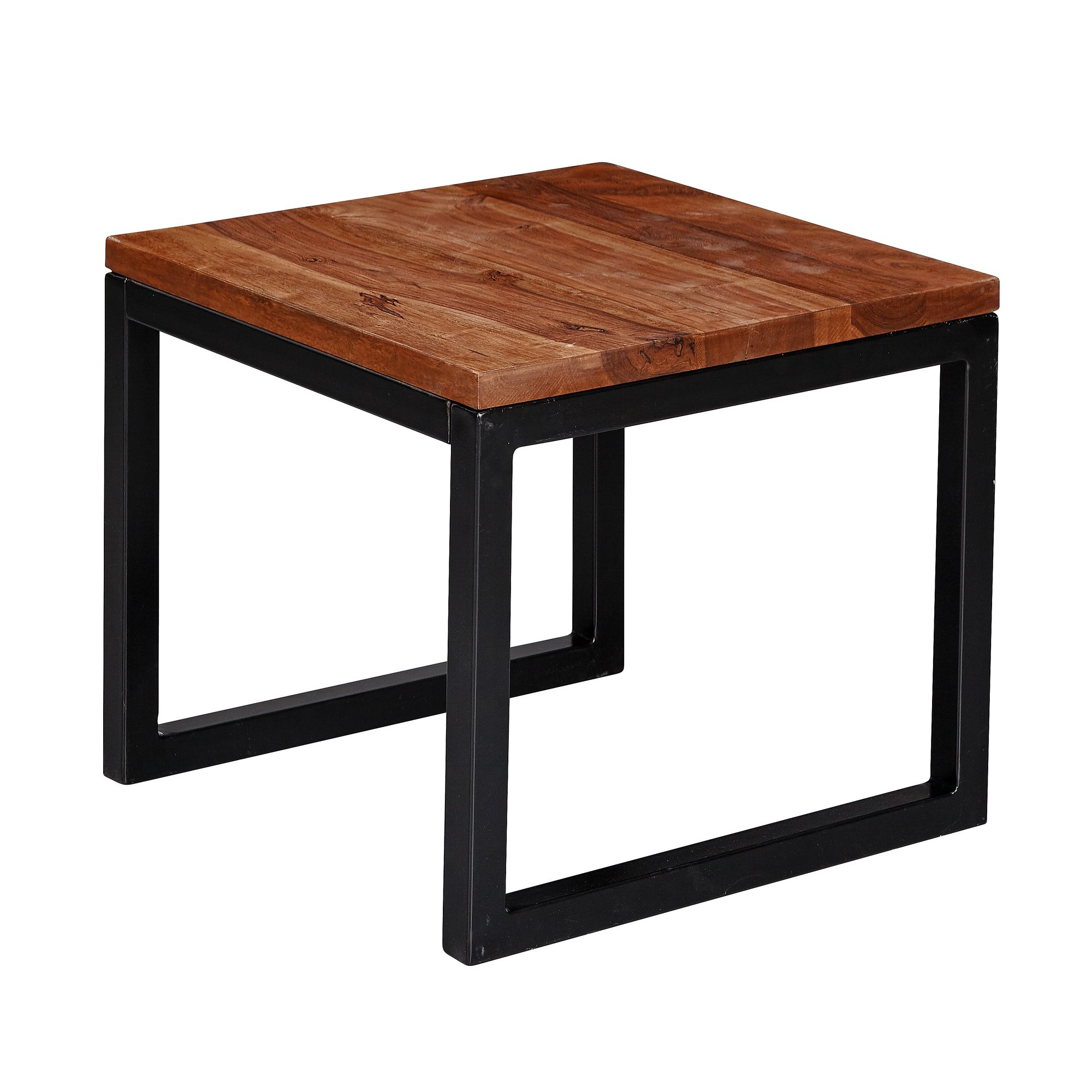 Masa Laterală Sheesham cu Design Industrial și Spațiu de Depozitare Masa Laterală Sheesham cu Design Industrial și Spațiu de Depozitare