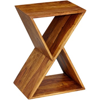 Măsuță Sufragerie Design Modern X cu Rafturi Sheesham
