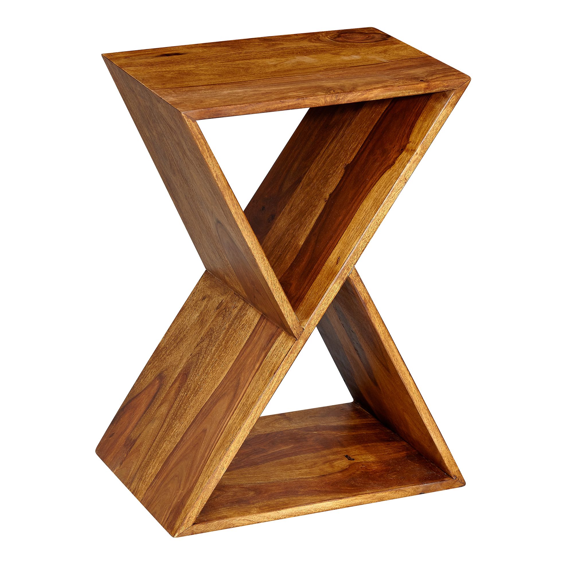 Măsuță Sufragerie Design Modern X cu Rafturi Sheesham Măsuță Sufragerie Design Modern X cu Rafturi Sheesham
