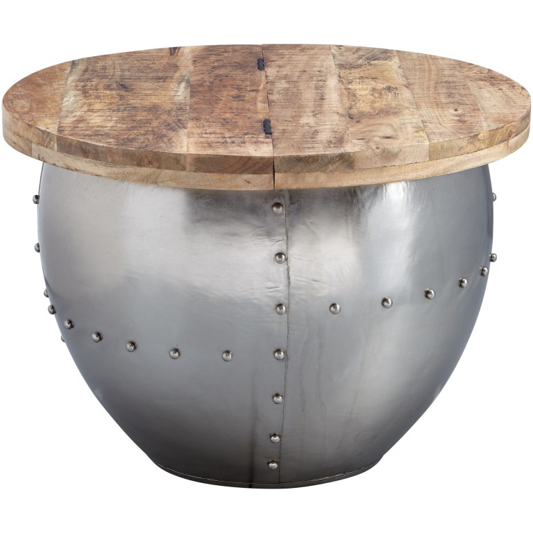 Masă de Cafea Industrială cu Blat Rotund și Elemente Decorative - Stil Modern