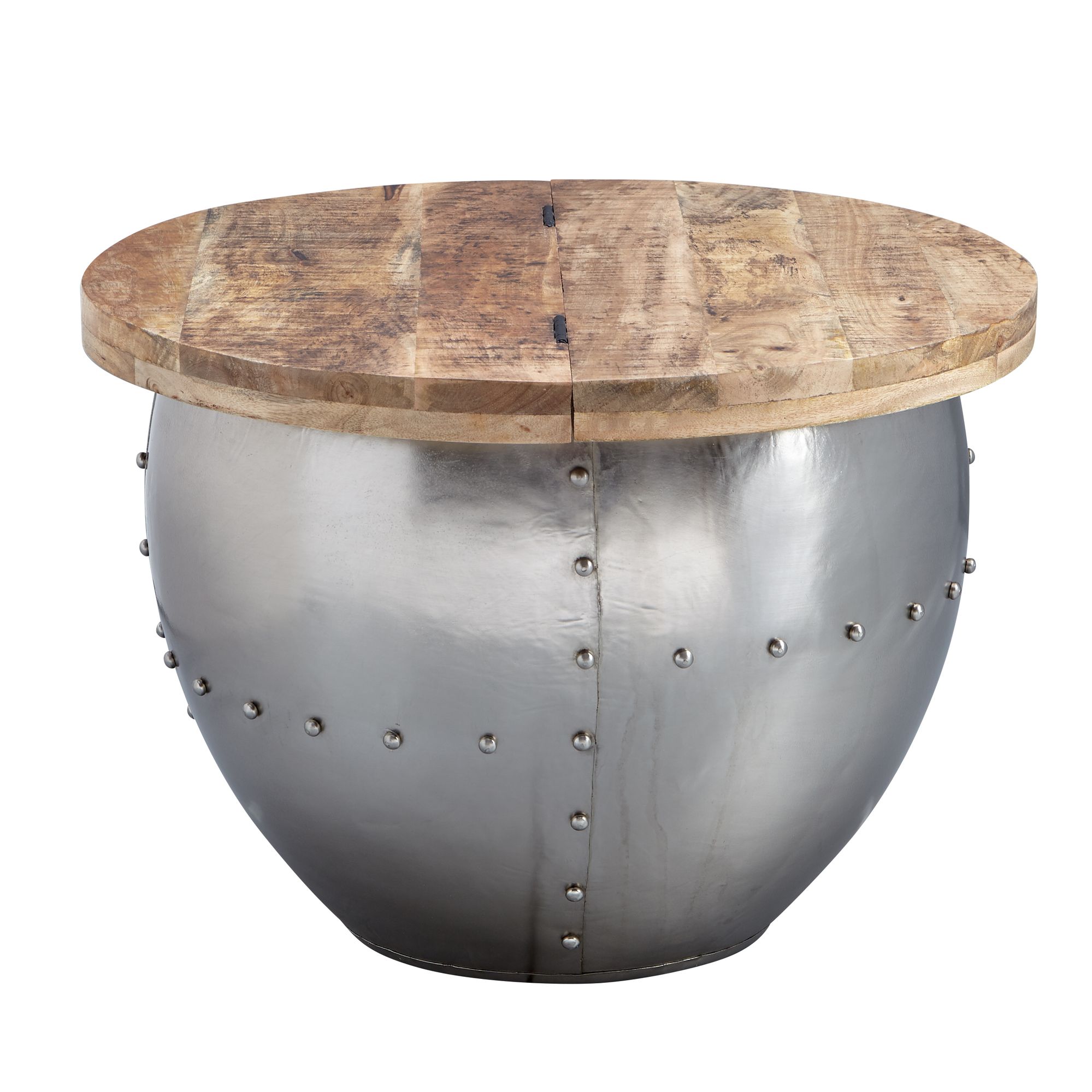 Masă de Cafea Industrială cu Blat Rotund și Elemente Decorative - Stil Modern Masă de Cafea Industrială cu Blat Rotund și Elemente Decorative - Stil Modern