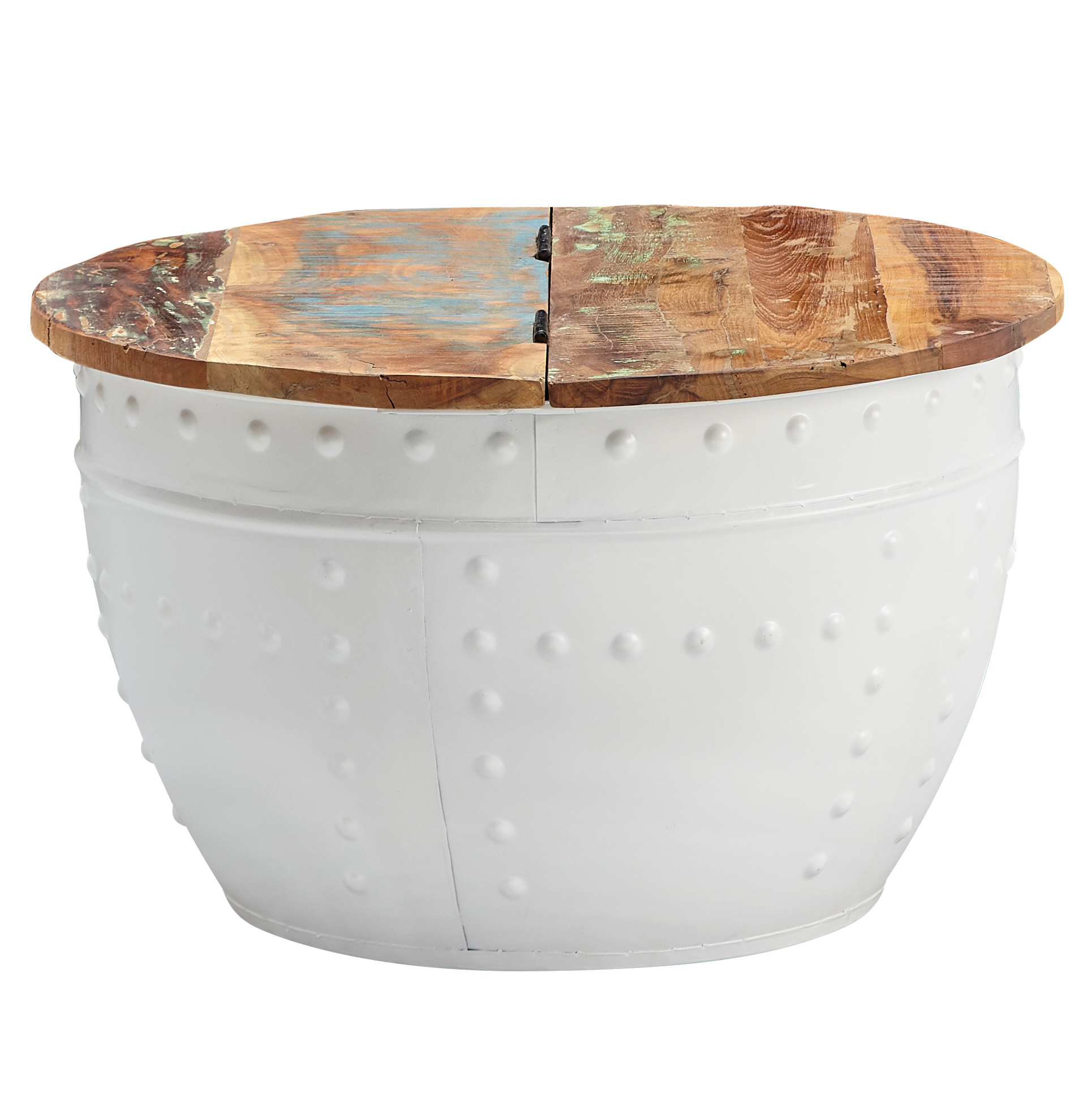 Masă de Cafea Industrială cu Blat Rotund și Elemente Decorative din Metal - Dimensiuni 60x36 cm Masă de Cafea Industrială cu Blat Rotund și Elemente Decorative din Metal - Dimensiuni 60x36 cm