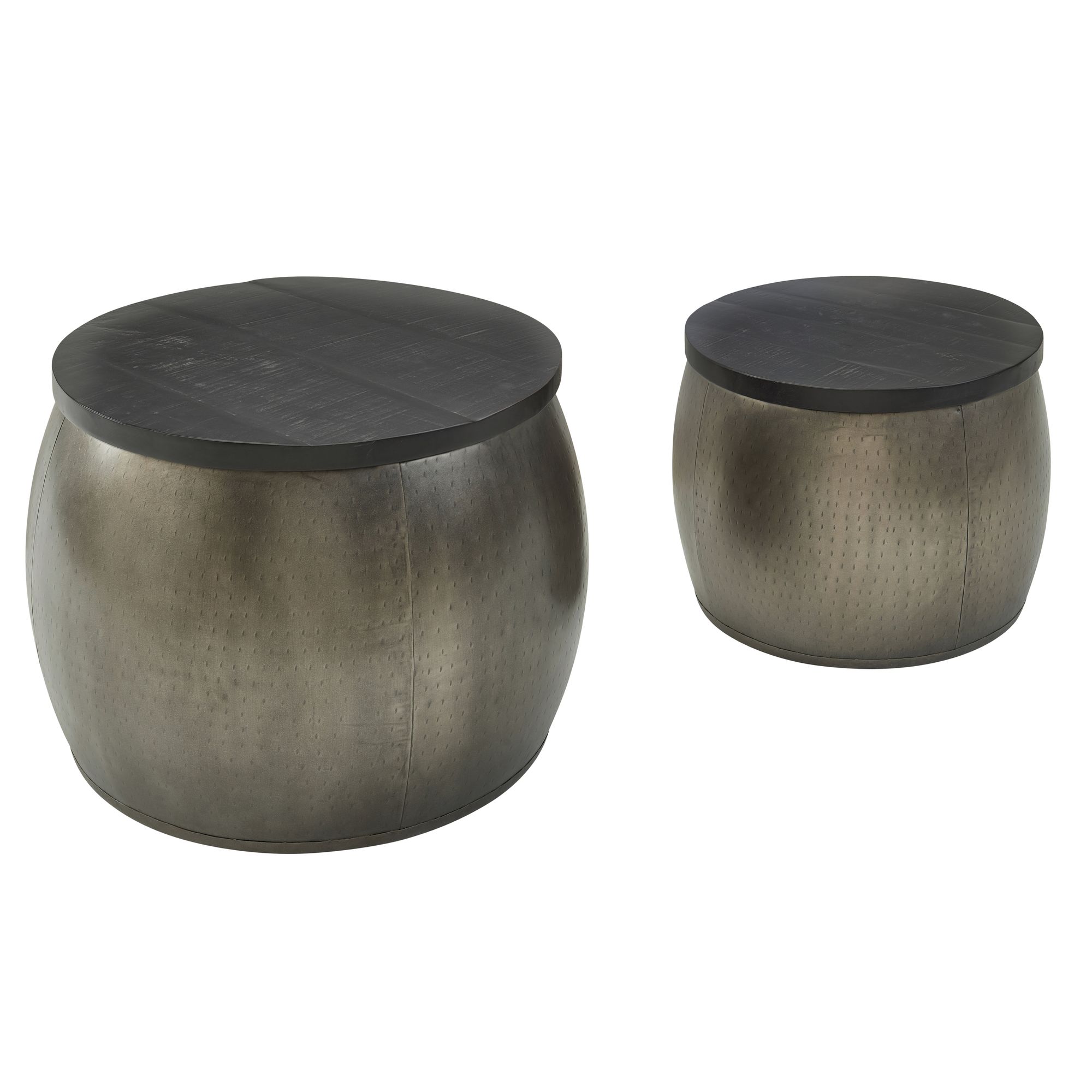 Masută de Cafea Rotundă Industrială cu Blaturi pentru Depozitare Masută de Cafea Rotundă Industrială cu Blaturi pentru Depozitare