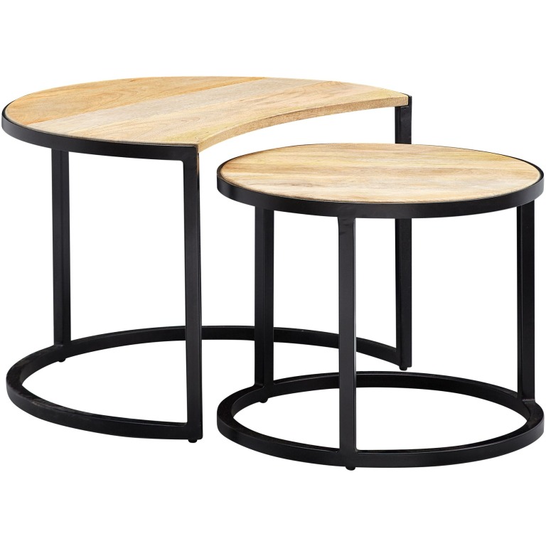 Mese laterale rotunde industriale - Set de 2