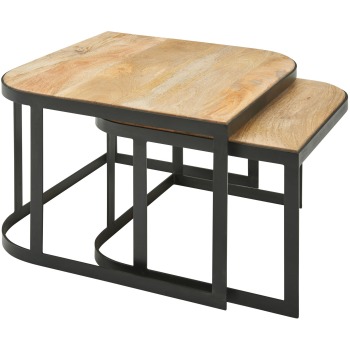 Set de Mese Laterale Industriale din Lemn și Metal - Design Atrăgător