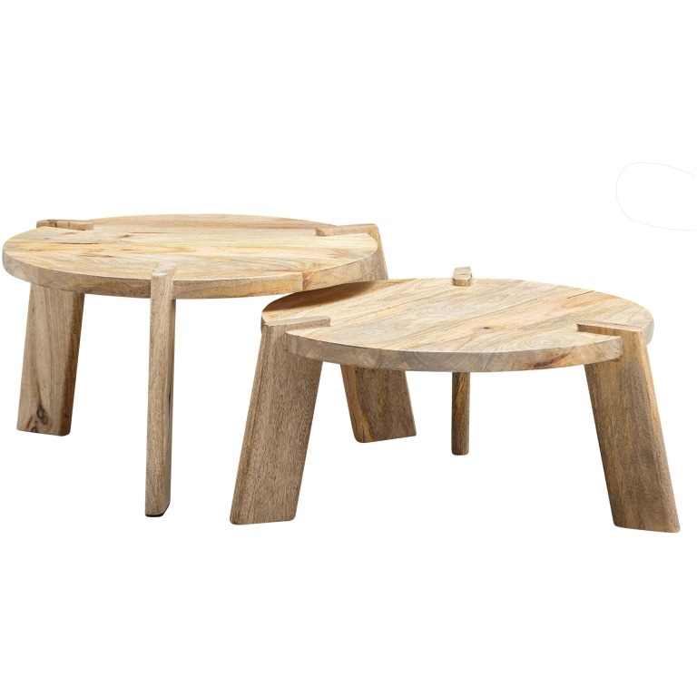 Set Mese Cafea Rotunde Design Modern - Boabe Lemn