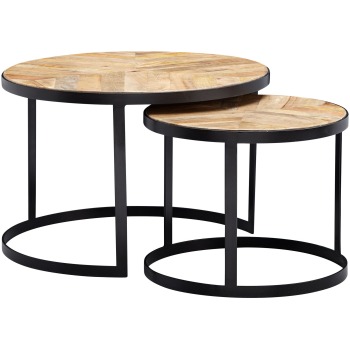 Mese laterale rotunde industriale - Set de 2