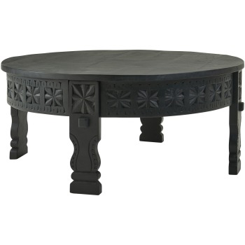 Măsuță de Cafea Orientală cu Blat Rotund și Elemente Decorative