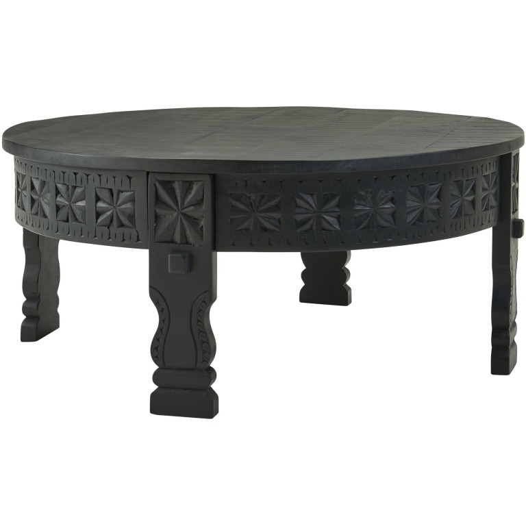 Măsuță de Cafea Orientală cu Blat Rotund și Elemente Decorative