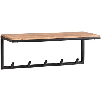 Dulap Expresiv cu Suport de Perete și Cârlige - Lemn și Metal - 70x27x30 cm