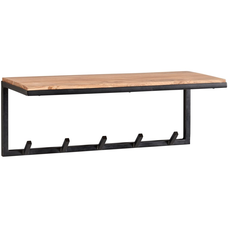 Dulap Expresiv cu Suport de Perete și Cârlige - Lemn și Metal - 70x27x30 cm