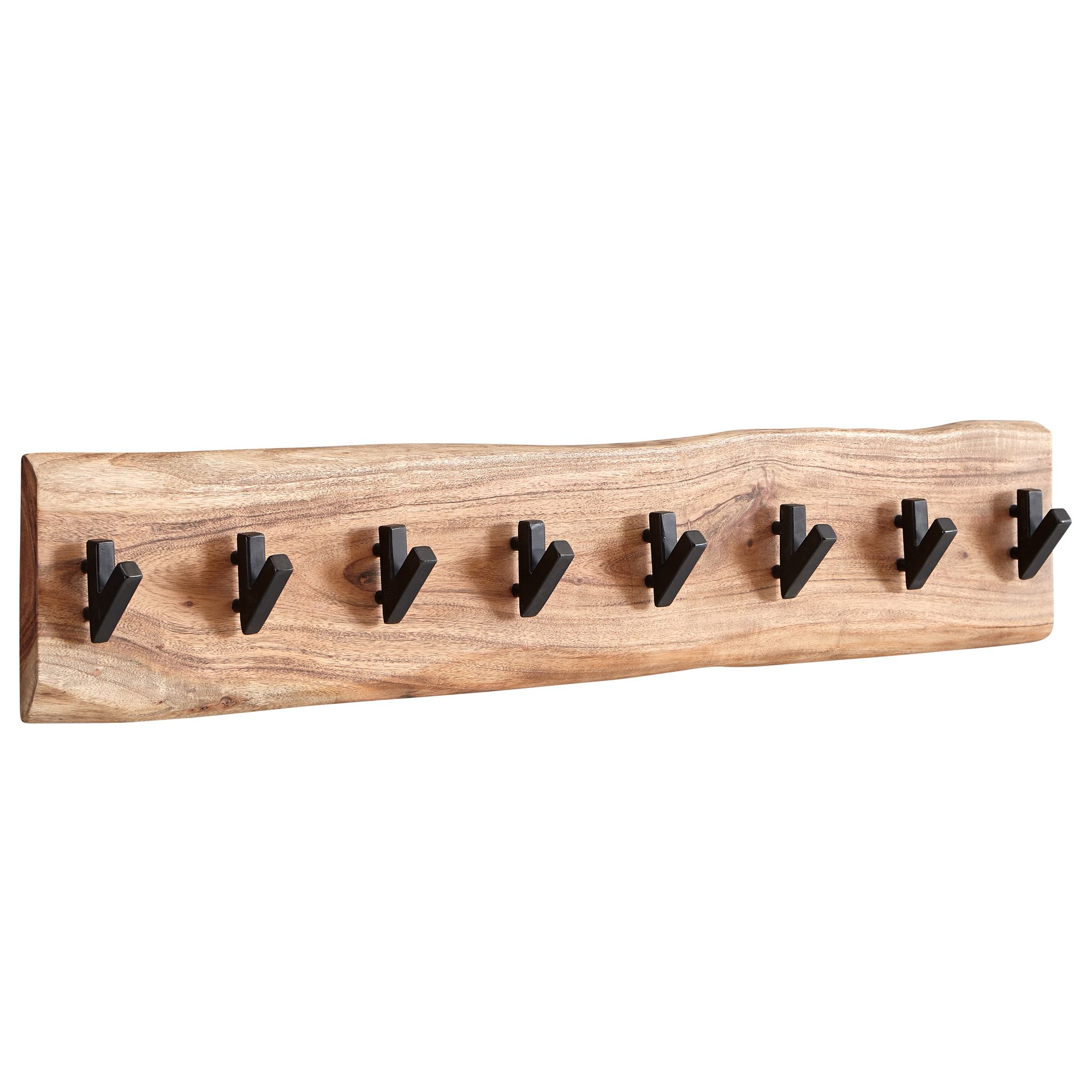 Dulap Expresiv din Lemn și Metal cu Opt Cârlige și Margine Naturală - 90x19x9 cm Dulap Expresiv din Lemn și Metal cu Opt Cârlige și Margine Naturală - 90x19x9 cm