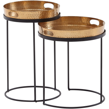 Masă de Cafea Decorativă cu Design Modern și Elemente Aurii-Negre